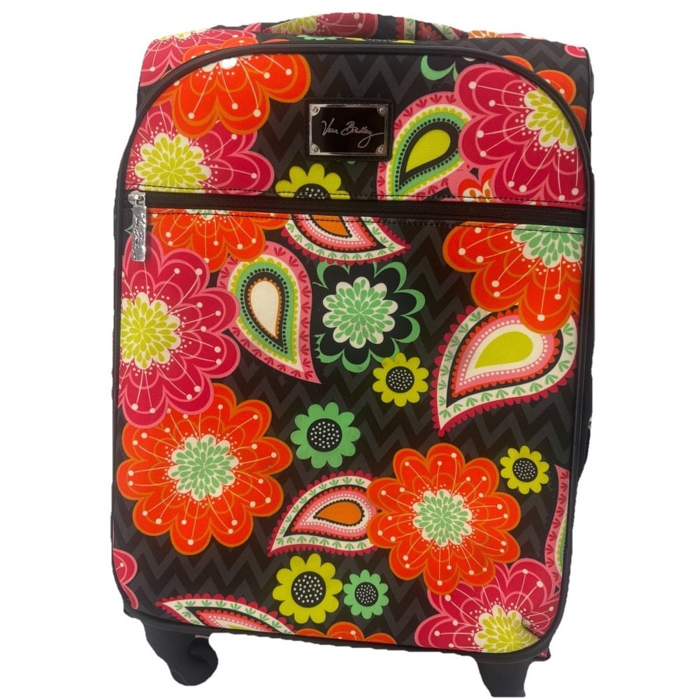 Vera Bradley 21" Carry-On Wheeled Luggage Retractable Handle Floral Poly Black